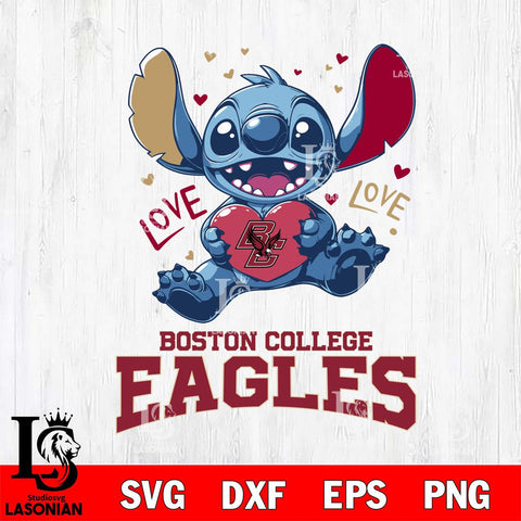 Boston College Eagles Love Stitch, Svg Eps Dxf Png File, Digital Download
