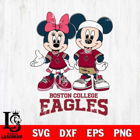 Boston College Eagles Mickey And Minnie Football Svg Eps Dxf Png File, NCAA svg , Digital Download , Instant Download, Cricut File