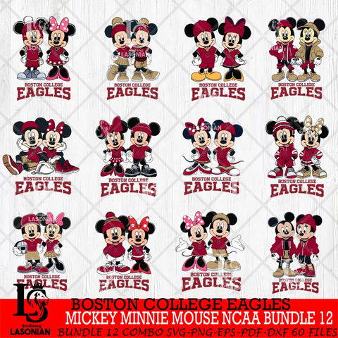 Boston College Eagles Mickey Minnie Mouse NCAA Bundle 12 Svg Eps Dxf Png File, Bundle NCAA svg , File Cut , Digital Download , Instant Download, Cut Svg Files