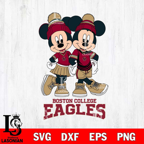 Boston College Eagles Mickey Minnie Valentine Football Svg Eps Dxf Png File, NCAA svg , Digital Download , Instant Download, Cricut File