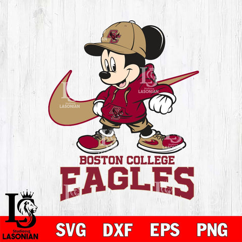 Boston College Eagles Mickey Mouse NIKE, Svg Eps Dxf Png File, Digital Download