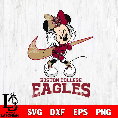 Boston College Eagles Minnie Mouse Dancing NIKE, Svg Eps Dxf Png File, Digital Download