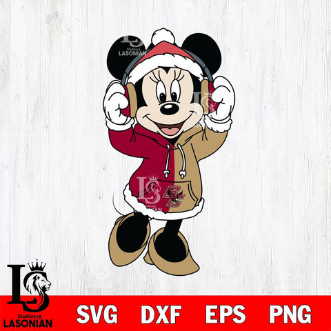 Boston College Eagles Minnie Mouse Disney Football Christmas File Cut, NCAA SVG DXF EPS PNG FILE, Digital Download , Criucut , Silhouette