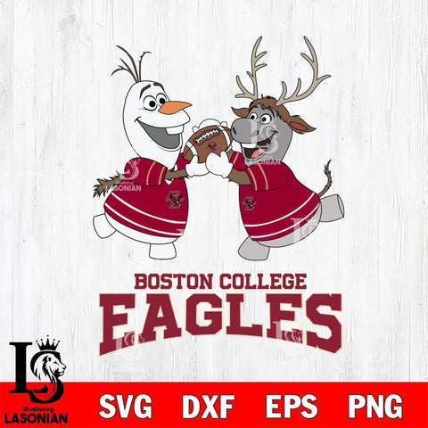 Boston College Eagles Olaf & Sven Football Cricut,Christmas SVG DXF EPS PNG FILE, NCAA Digital Download,Instant Download, Silhouette