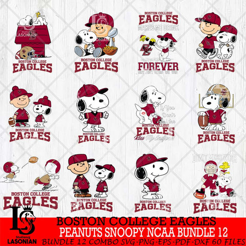 Boston College Eagles Peanuts Snoopy Player NCAA Bundle 12 SVG DXF EPS PNG FILE,Snoopy File Cut, bundle NCAA Digital Download,Instant Download, Silhouette