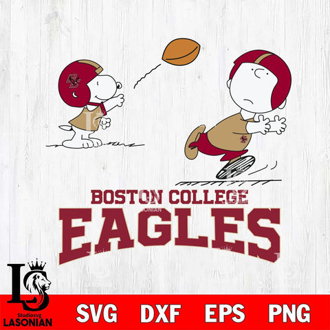 Boston College Eagles Peanuts play football SVG DXF EPS PNG FILE,Snoopy File Cut, NCAA Digital Download,Instant Download,Christmas Silhouette