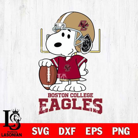Boston College Eagles Snoopy Player Football SVG DXF EPS PNG FILE,Snoopy File Cut, NCAA Digital Download,Instant Download,Christmas Silhouette