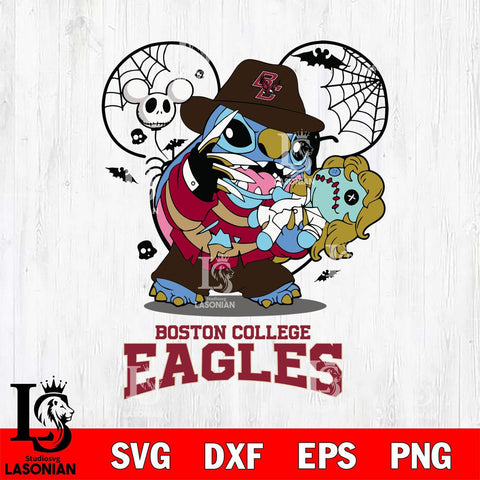 Boston College Eagles Stitch Freddy Krueger Halloween Svg Eps Dxf Png File, Digital Download, Instant Download