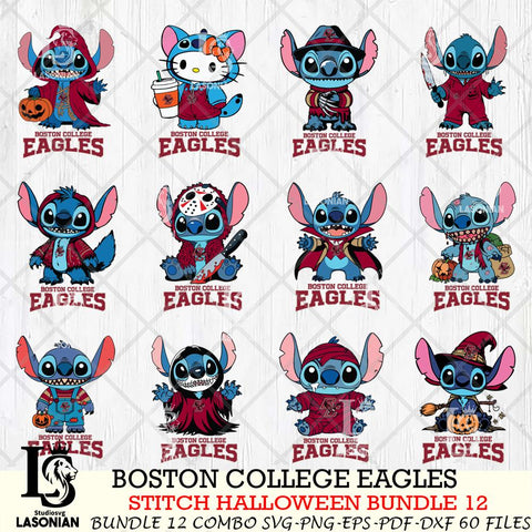 Boston College Eagles Stitch Horror Bundle 12 SVG Svg Eps Dxf Png File, NCAA svg, Digital Download, Instant Download