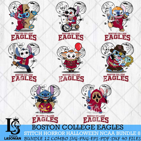 Boston College Eagles Stitch Horror Halloween Bundle NCAA Svg Eps Dxf Png File, Digital Download, Instant Download