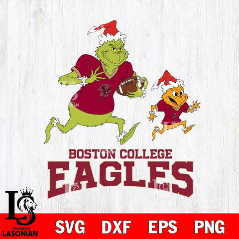 Boston College Eagles The Grinch & Max Football Cricut,Christmas SVG DXF EPS PNG FILE, NCAA Digital Download,Instant Download, Silhouette
