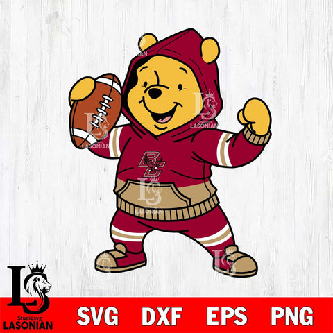 Boston College Eagles Winnie The Pooh Disney Football Christmas File Cut, NCAA SVG DXF EPS PNG FILE, Digital Download , Criucut , Silhouette