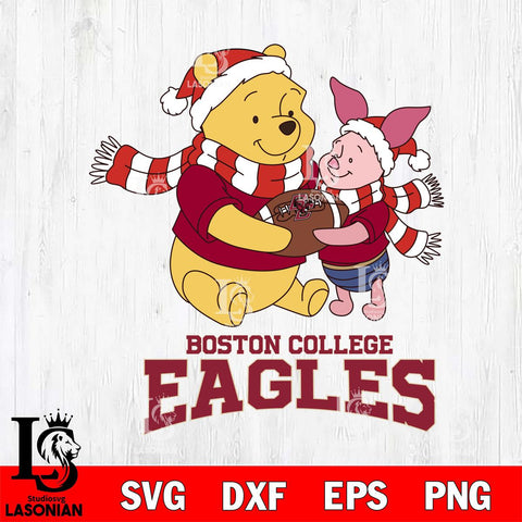 Boston College Eagles Winnie the Pooh & Piglet Football Cricut,Christmas SVG DXF EPS PNG FILE, NCAA Digital Download,Instant Download, Silhouette