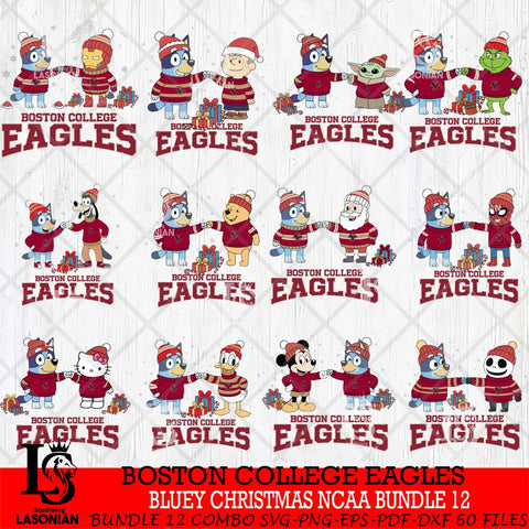 Boston College Eagles  Bluey friends christmas NCAA Bundle File Cut,Bundle NCAA SVG DXF EPS PNG FILE, Digital Download,Instant Download, Silhouette