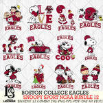 Boston College Eagles  Snoopy NCAA Bundle 12 SVG Svg Eps Dxf Png File, Digital Download