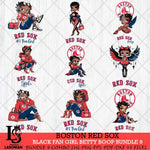 Boston Red Sox Black Fan Girl Betty Boop Bundle 9, Svg Eps Dxf Png File, Digital Download