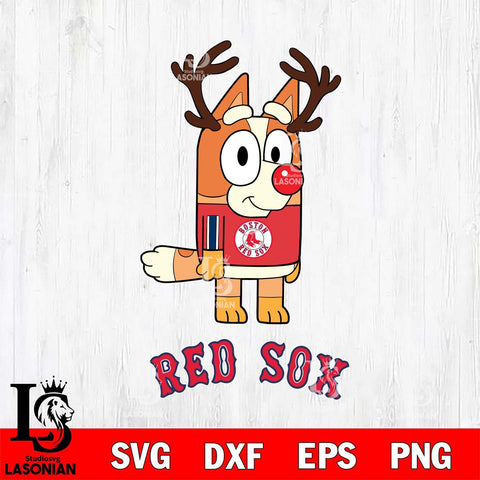 Boston Red Sox Bluey Chilli Christmas Deer Svg Eps Dxf Png File, Digital Download