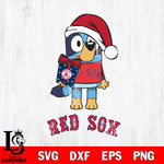 Boston Red Sox Bluey Christmas Svg Eps Dxf Png File, Digital Download