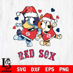 Boston Red Sox Bluey Christmas 2 Svg Eps Dxf Png File, Digital Download
