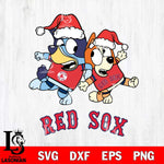 Boston Red Sox Bluey Christmas Holiday Svg Eps Dxf Png File, Digital Download