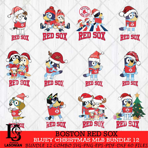 Boston Red Sox Bluey Christmas MLB Bundle 12 file Cricut , Bluey Cricut , Christmas Svg , Bluey svg , Digital Download, dxf eps png pdf file