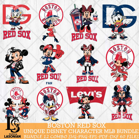 Boston Red Sox Disney character MLB Bundle 12 Svg Eps Dxf Png File, Digital Download, Instant Download