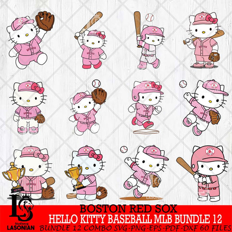Boston Red Sox Hello Kitty Player Baseball MLB Bundle 12 SVG DXF EPS PNG FILE, MLB Bundle File Cut,Hello Kitty Digital Download,Instant Download, Silhouette