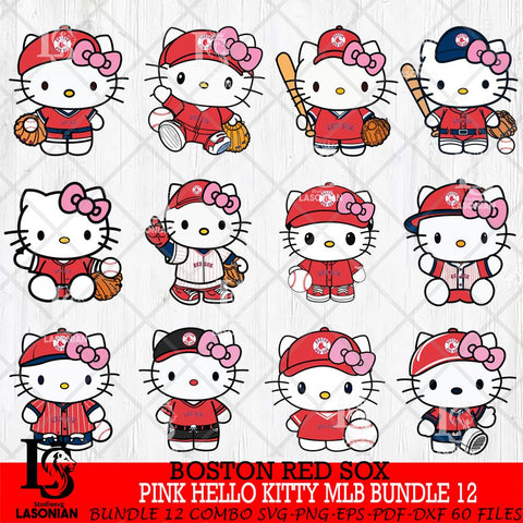 Boston Red Sox Pink Hello Kitty MLB Bundle 12 Svg Eps Dxf Png File,Bundle MLB File Cut,Digital Download,Instant Download,Svg Files