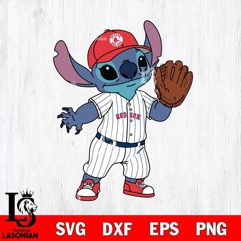 Boston Red Sox Stitch baseball cute SVG DXF EPS PNG FILE, MLB File Cut, Digital Download,Instant Download, Silhouette, Stitch Cricut