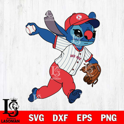 Boston Red Sox Stitch throw the ball SVG DXF EPS PNG FILE, MLB File Cut, Digital Download,Instant Download, Silhouette, Stitch Cricut
