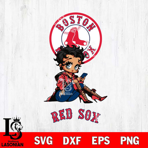 Boston Red Sox Style Black Fan Girl Betty Boop