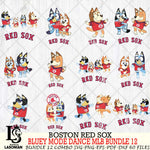 Boston Red Sox  Bluey Dance MLB Bundle 12 SVG Eps Dxf Png File, Digital Download, Instant Download