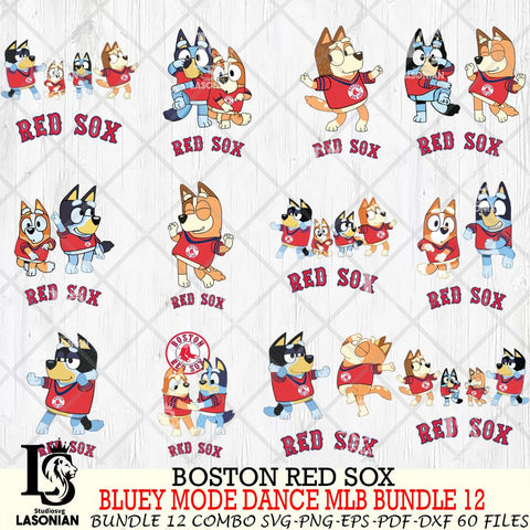 Boston Red Sox  Bluey Dance MLB Bundle 12 SVG Eps Dxf Png File, Digital Download, Instant Download