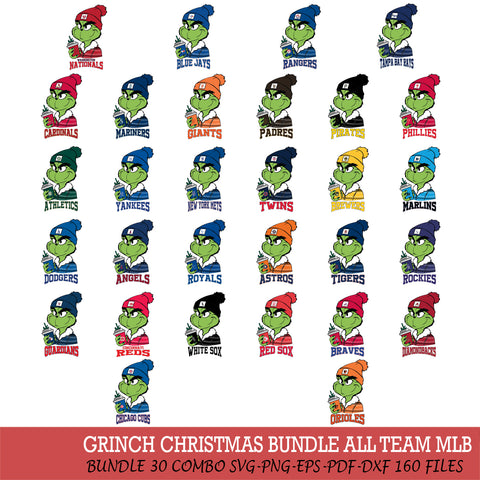 Boujee Grinch Christmas MLB ALL TEAM Cut Files Cricut, Svg Dxf Eps Png file , Silhouette