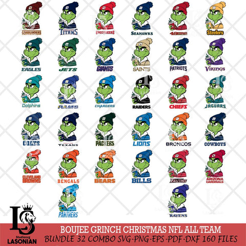 Boujee Grinch Christmas NFL ALL TEAM Svg Eps Dxf Png File,Cricut svg files, Digital Download, Instant Download