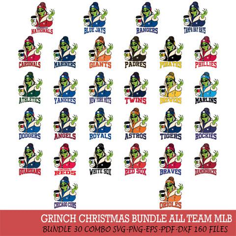 Boujee Grinch Girls Christmas MLB ALL TEAM Cut Files Cricut, Svg Dxf Eps Png file , Silhouette