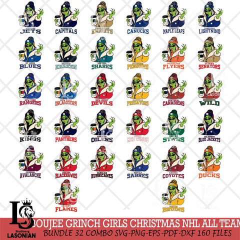 Boujee Grinch Girls Christmas NHL Cut Files, Cricut,Christmas Svg Dxf Eps Png file , Digital Download