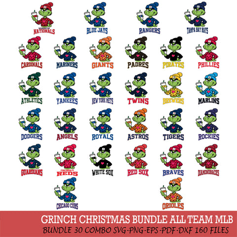 Boujee Grinch Heart Christmas MLB ALL TEAM Cut Files Cricut, Svg Dxf Eps Png file , Silhouette