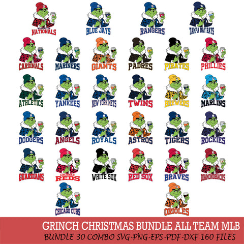 Boujee Grinch Leopard Christmas MLB ALL TEAM Cut Files Cricut, Svg Dxf Eps Png file , Silhouette