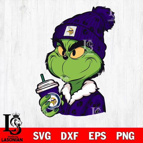 Boujee grinch Minnesota Vikings svg eps dxf png file, digital download , Instant Download