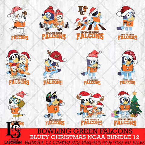 Bowling Green Falcons Bluey Christmas NCAA Bundle 12 Cricut File Cut Files , Bluey Cricut , Christmas Svg , Bluey svg , Digital Download, dxf eps png pdf file