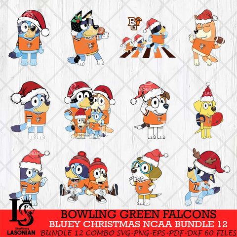 Bowling Green Falcons Bluey Christmas NCAA Bundle 12 SVG Eps Dxf Png File, Digital Download, Instant Download