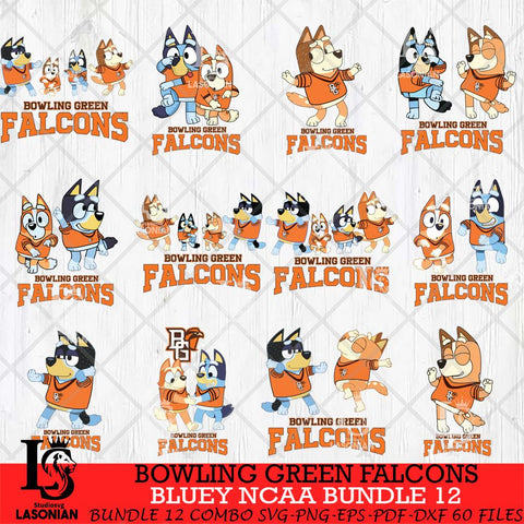 Bowling Green Falcons Bluey Dace Mode NCAA Bundle 12 SVG Eps Dxf Png File, Digital Download, Instant Download