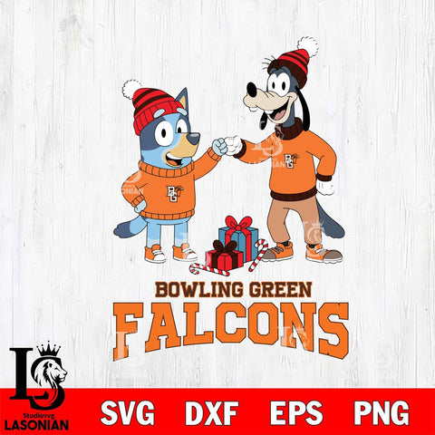 Bowling Green Falcons Bluey With Goofy Christmas File Cut, NCAA SVG DXF EPS PNG FILE, Digital Download,Instant Download, Silhouette