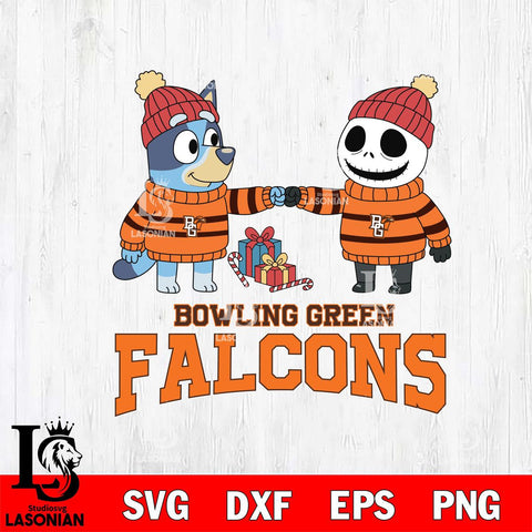 Bowling Green Falcons Bluey With Jack Skellington Christmas File Cut, NCAA SVG DXF EPS PNG FILE, Digital Download,Instant Download, Silhouette