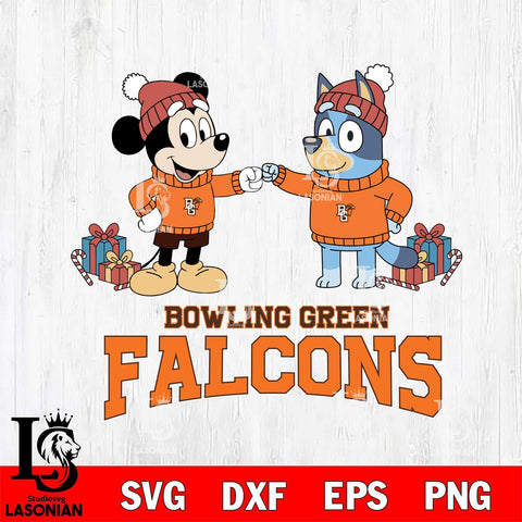 Bowling Green Falcons Bluey With Mickey Christmas File Cut, NCAA SVG DXF EPS PNG FILE, Digital Download,Instant Download, Silhouette