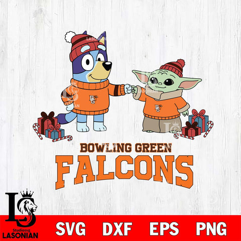 Bowling Green Falcons Bluey With Yoda Christmas File Cut, NCAA SVG DXF EPS PNG FILE, Digital Download,Instant Download, Silhouette