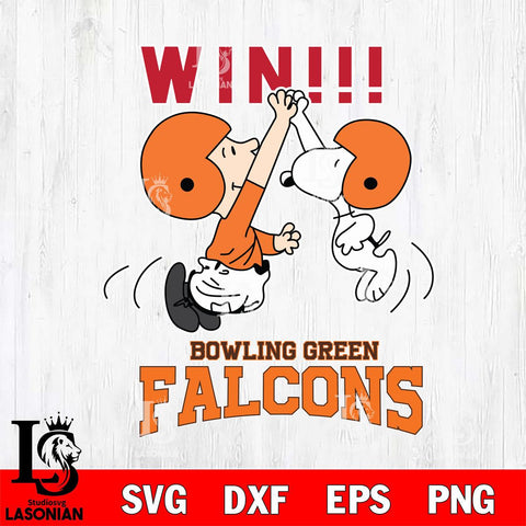 Bowling Green Falcons Charlie Brown and Snoopy Win Svg Eps Dxf Png File, NCAA svg , Digital Download , Instant Download, Cricut File