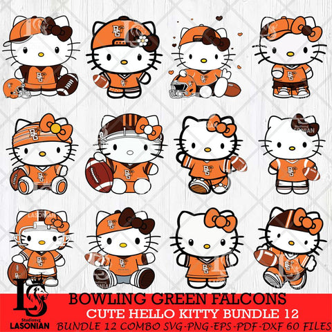 Bowling Green Falcons Cute Hello Kitty Bundle 12 SVG Eps Dxf Png File, NCAA Bundle svg, Digital Download, Instant Download