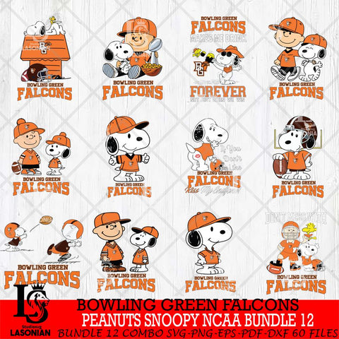 Bowling Green Falcons Peanuts Snoopy Player NCAA Bundle 12 SVG DXF EPS PNG FILE,Snoopy File Cut, bundle NCAA Digital Download,Instant Download, Silhouette